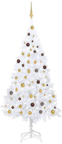 FUDUGEHMIOFWFJJ albero di natale innevato,alberi di natale in offerta,Set Albero Natale Artificiale LED e Palline Bianco 210 cm PVCAdatto per camera da letto, soggiorno, patio, Natale