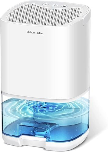 Aotomee - Deshumidificador para el hogar, 1000 ml con apagado automático, 258 pies cuadrados, pequeño deshumidificador portátil ultra silencioso contra la humedad y el moho (blanco)