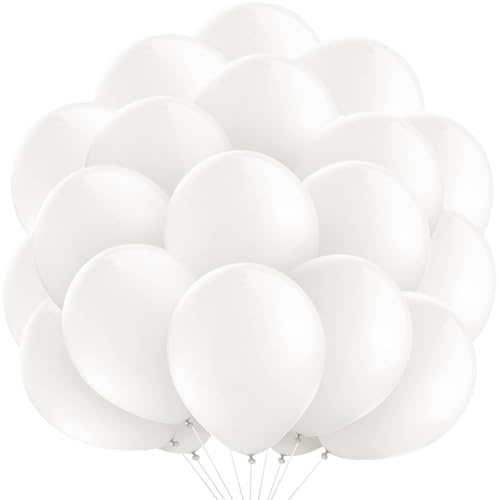 KOBOKO Ballonger vit, 20 st 25 cm (10 tum) vita ballonger, bröllopsballonger, vit ballong bröllopsdekoration, vit latex heliumballonger, festdekoration för födelsedagsdekoration, bröllopsdekoration,
