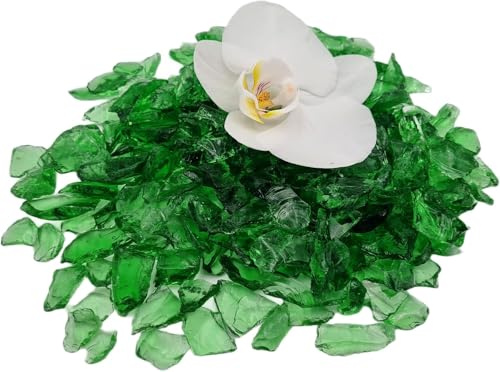 V-PREMIUM SOLUTION Glassteine Grün 10kg (3-5 cm) – Dekosteine Garten & Aquarium Deko Steine – Hochwertige Glasbrocken für Gabionen, Vasen & Blumentöpfe – Recyceltes Glas & Wetterfest (Grün, 10kg)