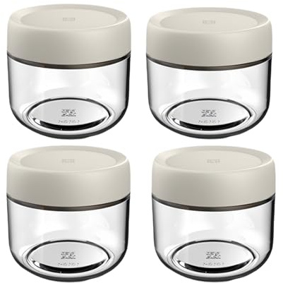 NBBENG Overnight Oats Jar Container,Glass Mason Jars with Lids Overnight Oats Container, Yogurt Pot, Breakfast Pots, Oatmeal Salad Jars, for Cereals Milk Fruit Condiment Dressing white (4-Pack 280ml)