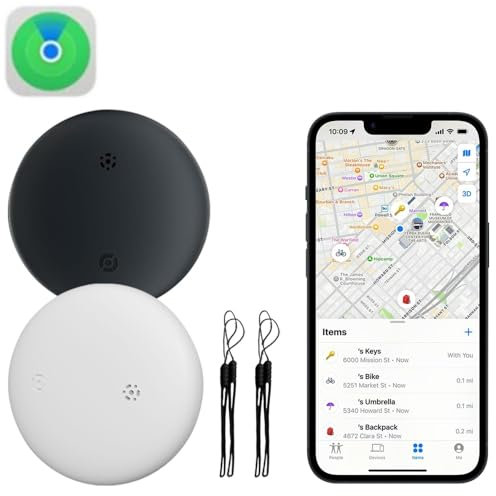 airtag air tag airtags smart tracker tags tile airtag apple gps tracker tag with Find My App finder 1/2/4 White&Black (iOS Only) (2-White-Brack)