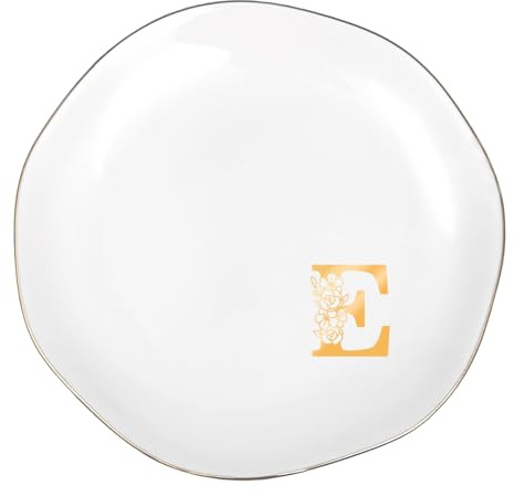 Bliceon Trinket Dish, Ceramic Jewelry Trays, Ring Jewellery Dish, Key Bowl Tray, Ring Tray Decor Engagement Gift, Wedding Gift, Initial Letter Personalized Gifts for Women, Girls - E