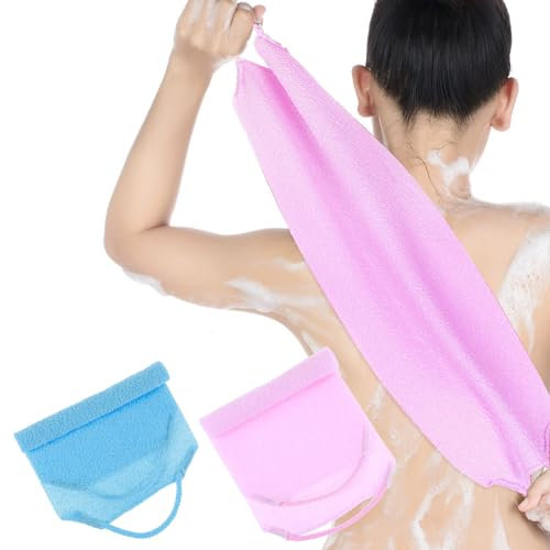 2 Stück Luffa Schwamm Rückenschrubber,Exfoliating Peelinghandschuh,Nylon Badezubehör Rückenbürste,Reinigen Duschschwamm für Damen Herren Bad und Dusche