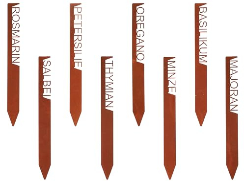 Eisen Kräuterstecker 25 cm Rost Design 8er Set Edelrost Optik