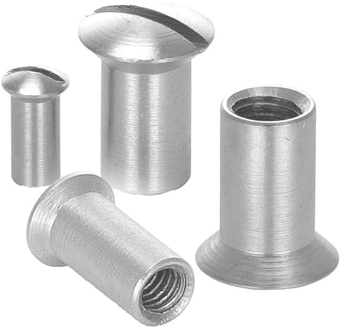 5 Stück Hülsenmuttern Linsenkopf M4x12 Edelstahl A1 VA Schlitz Schlitzmuttern Linsensenkkopf WIBTEC®