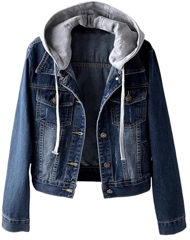 Huvtröjor för kvinnor vardaglig sommar långärmad huvtröja denimjackor button down trendig jeansjacka med huva