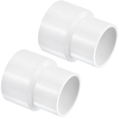TA-VIGOR PVC Reducer Coupling, 50mm x 40mm Pipe Fitting Adapter Connector, Duct Reducer Pipe Fitting for Water Supplies Build, 2PCS & White