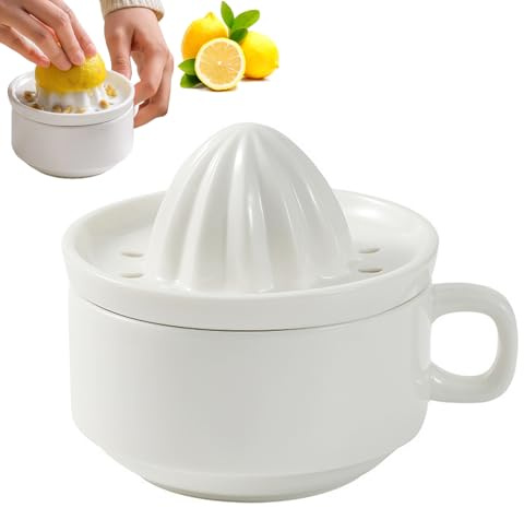 Pasdrucn 200ml Presse Agrumes Manuels En Céramique Lavable Lave-Vaisselle, Presse-citron En Céramique, Presse Citron Manuel Rotation Presse Pour Presser Citrons Oranges Agrumes (Blanc)