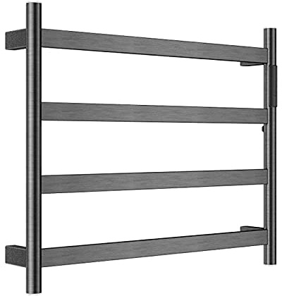XCHSXYL Calentador de Toallas eléctrico de 4 Barras, toallero calefaccionado de Acero Inoxidable 304 para Montaje en Pared con Control de Temporizador, radiador de baño, Plata CE