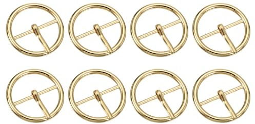 QUARKZMAN 8Pcs Boucle De Ceinture À Un Seul sommet, 0.98 Boucle Ronde Mobile À Barre Centrale Réglable En Alliage De Zinc Pour Accessoires De Sac En Cuir Et Artisanat, Doré