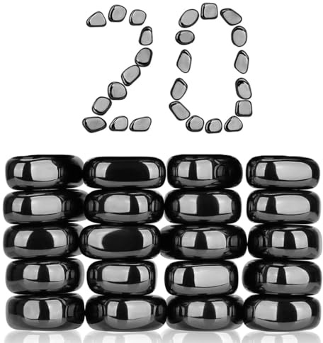 20 Piezas Imanes Negro de Hematita, Juego Imanes Cuerda, Piedras Magnéticas Naturales Irregulares, Imán de Juego con Cuerda, Imán Decorativo para Familia Oficina Fiesta Refrigerador