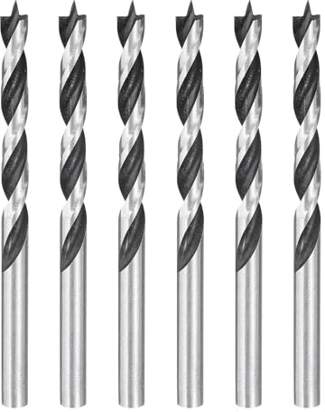 sourcing map Spiralbohrer für Weichholz, Hartholz, Sperrholz, Kunststoff, Gummi, 6 Stück, 6 mm Durchmesser, gerader runder Schaft, metrischer Spiralbohrer für Weichholz, Hartholz, Sperrholz