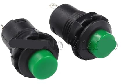 100 pezzi Mini piccoli pulsanti rotondi rossi verdi Interruttore a pulsante autobloccante Latching ON/OFF 12 mm 3 A 125 V 1,5 A 250 V CA(100PCS Green)
