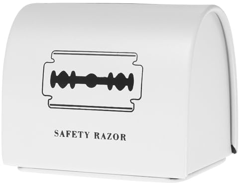 Caja Metálica para Hojas de Afeitar, Gran Capacidad, Blanco Elegante