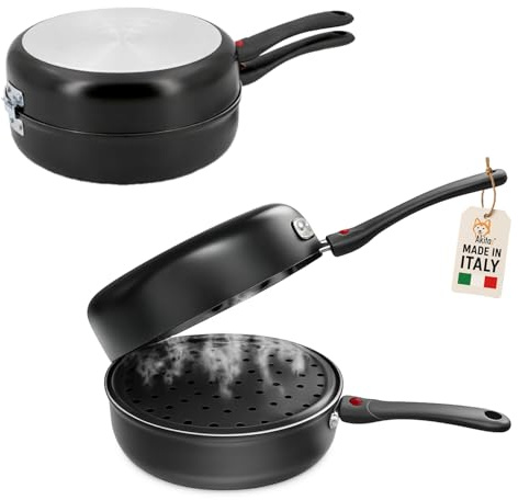 AkitaInk Fornetto con Vaporiera 24 cm - Pentola Multiuso per Cottura a Vapore e Stufatura, Utilizzabile su Fuoco e in Forno, Alluminio Antiaderente AM Salus Hard System