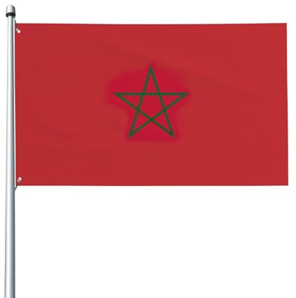 Bandiera del Marocco Stampa Bandiera 1,5 x 0,9 m, bandiera decorativa su un lato per la festa nazionale della cultura all'aperto celebrazione del giorno
