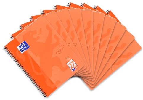 Oxford Touch Collegeblock A4 liniert mit Doppelrand, 80 Blatt, koralle, 10 Stück