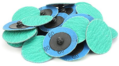 BHA Green Zirconia with Grind Aid Quick Change Sanding Discs Type R Male Roll On, 2 (60 Grit) - 25 Pack