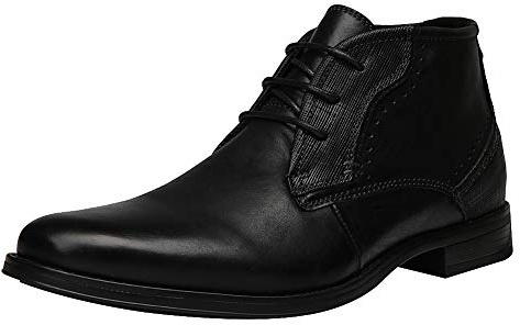 rismart Herren Knöchel hoch Runder Zeh Stilvoll Leder Chukka Bootsschuhe SN01745(Schwarz_a,44 EU)