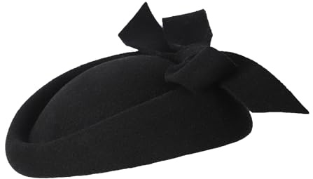 F FADVES Fascinator/Fascinator im britischen Stil, Wolle, Retro-Stil, Schwarz, M/L