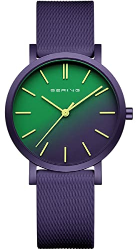 BERING Unisex Quarz Uhr | Armbanduhr 34 mm Aluminiumgehäuse und Zifferblatt | Silikonarmband | Saphierglas | 3 ATM | 16934
