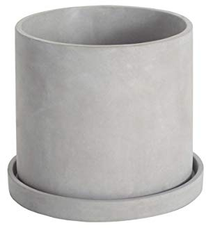 Ekirlin Blumentopf 17cm Durchmesser, Zement Pflanzentopf mit Untersetzer, übertöpfe für Zimmerpflanzen