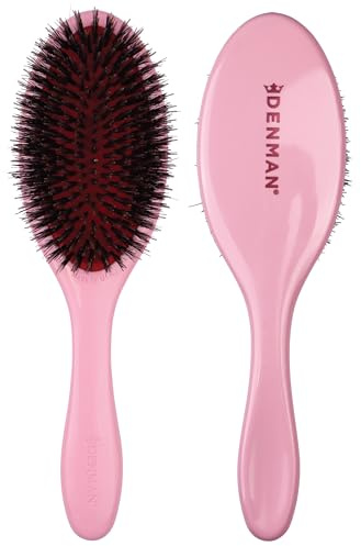 Denman Boar Bristle Hair Brush – Smoothing & Shine Enhancing Brush for All Hair Types, Hairbrush for Women & Men, D81M Pink Crush