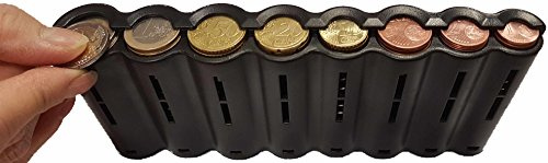 CLAIRE-FONCET Monnayeur Distributeur de Monnaie des 8 Pièces d'Euro,Idéal pour Sacoche de Serveurs, Serveuses, Chauffeurs de Taxi, Bus, Machinistes, Forains, Commerçants Fabriqué en Europe. (Noir)