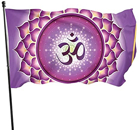 Fahne Flagge, Lotus Arabesque Chakra Meditation Yoga Lebendige Farbe und Fade Proof - doppelt genäht - Flaggen Polyester mit Messing Ösen 90 x 150 cm