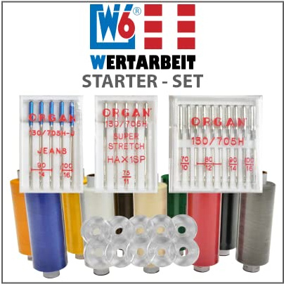 W6 WERTARBEIT Start-Set für Nähmaschinen - bestehend aus Nadeln, Spulen und Garn