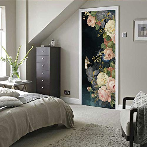 3D Türtapete Selbstklebend Türaufkleber - BLUME - Türfolie Poster PREMIUM PVC Wasserfest Wandtattoo Für Schlafzimmer Wohnzimmer Tür Dekoration Tapete 80 x 200 cm
