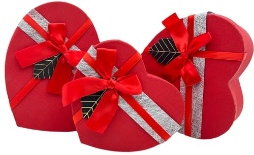 Geschenkboxen, Geschenkbox Mit Deckel, Geschenkbox herz– Geschenk Box für Geburtstag, Hochzeit & Weihnachten (rot)