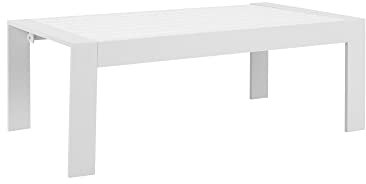 Wisteria Lane Aluminium-Terrassen-Couchtisch, Moderner Rechteckiger Couchtisch für Balkon, Garten, Weiß, 43D x 24W x 16H in