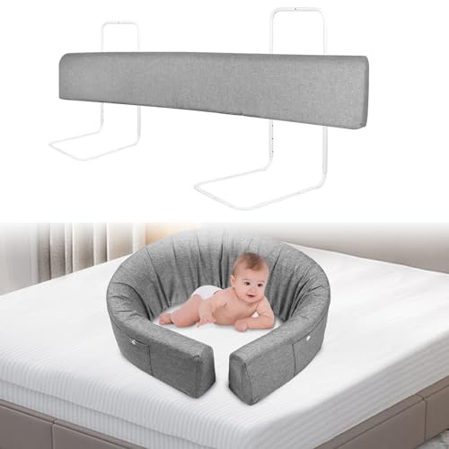 ACXIN Griglia di protezione per letto per bambini, deformabile, per letto e culla (180 cm, grigio lino)
