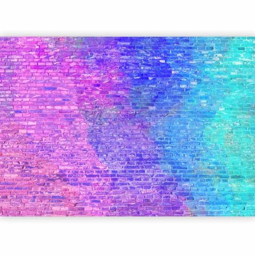 murando PREMIUM Fotomurales Pared piedra 150x105 cm Papel pintado tejido no tejido Decoración de Pared decorativos Murales moderna de Diseno Fotográfico Ladrillo colorido Neon colores f-C-10035-a-a