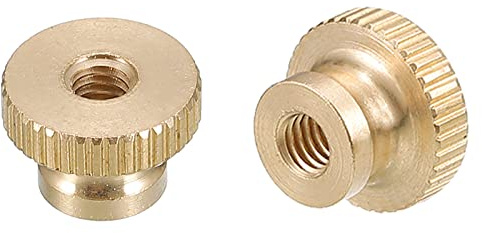 sourcing map Knurled Thumb Nuts, 5pcs M5 x D16mm x H10mm Brass Knurled Nut with Collar High Head Through Hole Adjusting Nuts for 3D Printer Parts