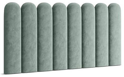 Muralo - Paneles ovalados acolchados para cabecero de cama, para decoración de pared, para dormitorio o salón, como cojines lumbares, modernos (verde menta, 20 x 80 cm)