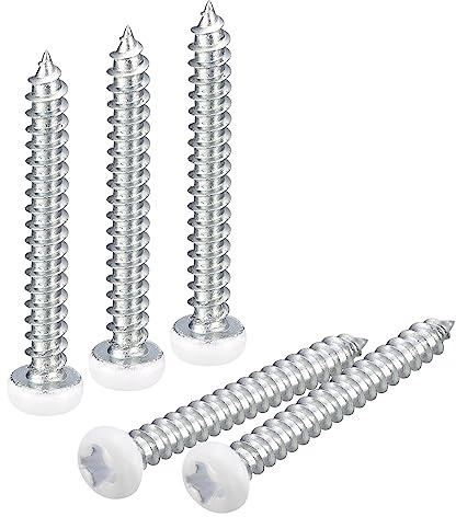 QUARKZMAN ST3x25mm Blanc Vis Autotaraudeuse, 100pcs Poêle Tête Phillips Bois Vis pour Travail Bois