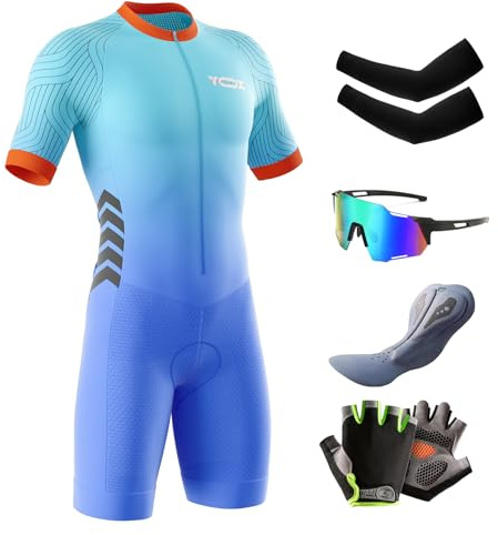 Traje de Triatlón de Manga Corta para Hombre,Traje de Ciclismo Hombres de Traje Tri,Traje de Ciclismo de Secado rápido MTB Mono Racing