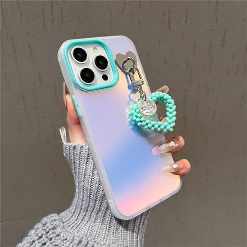 YOGISU Matte Laser Case For iPhone 11 Pro 12 13 14 15 Pro Max X Xs Max Xr 7 8 Plus Pearl Love Pendant Aurora Hard Slim Cover,green AX,For iPhone 13 Pro