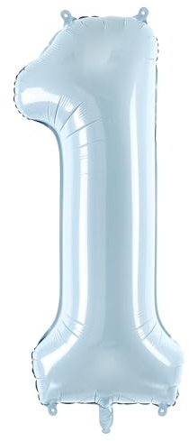 Folienballon Zahl 1 in Hellblau 72cm