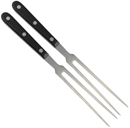 2 Pieces Carving Fork Pot Forks Stainless Steel Meat Serving Fork with Plastic Handle 10.6 Inch Serving Grill Fork Black Handle Grill Fork for Barbecue Kitchen
