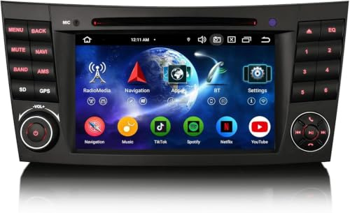 Android 16 Autoradio Bluetooth mit CD für Mercedes E/CLS Klasse W211 W219 | 8-Kern 4GB+64GB GPS Navi 7 DVD Player IPS Touchscreen Wireless CarPlay Android Auto DAB+ Radio DSP A2DP WiFi USB SWC Canbus