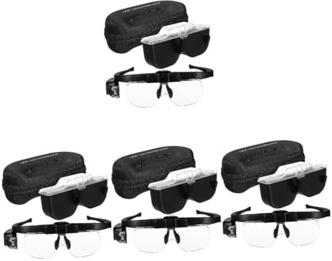 4 Stück Eine Lupe Tragen Lupen Mit Licht Brille Mit Licht Lupe Mit Led-licht Lupe Zum Lesen Sticklupe Reparaturlupe Ansehen Beleuchtete Lupe Vergrößernde Schutzbrille Leselupe Abs Lurrose