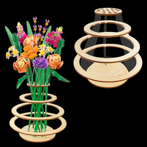Vase für Lego Blumen, Blumenvase aus Holz für Lego Blumenstrauß Bauset, Ständer für Lego Rosen, Kirschblüten, Sonnenblumen, Tulpen, Narzissen, Lotus, (Modell 2)
