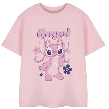 Disney Camiseta Lilo & Stitch Girls | Camiseta gráfica de Manga Corta para niños | Linda Ropa de Personajes de Dibujos Animados Opciones | Cómoda Camiseta de algodón para niños y Adolescentes
