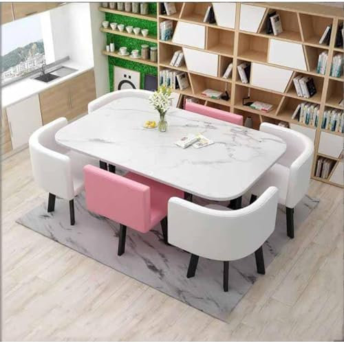 Modernes rundes Esstisch-Set mit 6 Stühlen, kleines Büro, Konferenzraum, Möbel für Küche, Lounge, Wohnzimmer, 7-teiliges Konferenztisch-Set