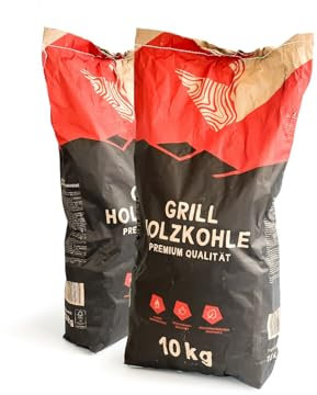 RHINOROCK Profi-Grillkohle 20 kg – Premium Holzgrillkohle Buchenholzkohle für BBQ, Grill, Smoker & Dutch Oven – Lange Brenndauer & Wenig Asche