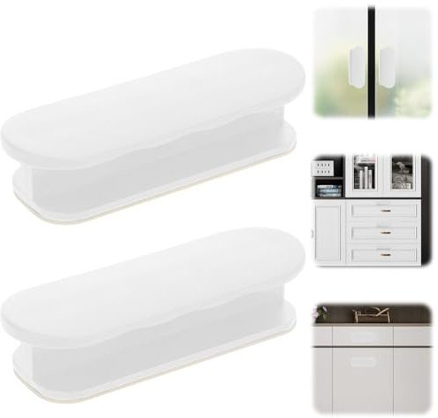 ZEYIYER 2 Stück Balkontürgriff zum Aufkleben Außen, Weiß Selbstklebender Türgriff, Terrassentürgriff zum Aufkleben außen, Möbelgriff aus Kunststoff ohne Bohren für Fenster, Glastüren, Schubladen